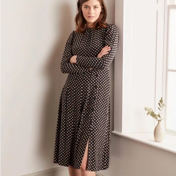 EUC Boden Margot Dress - Black with Light Pink Polka Dots - Picture 6 of 6